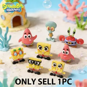 SpongeBob Officially Licensed 3D Anime Character Random One Modern Style Buddies Figurine Decorative SpongeBob SquarePants Patrick Krabs Squidward Cute Collectible Ornament for Room Office, Cute Cartoon Figurine, Cute Collectible Figurines