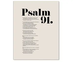Omani Bible Verses Psalm 91 Durable Waterproof Ink Canvas Prints, Modern Christian Unframed Decorative Posters for Church, Christmas Home Supplies, Bedroom & Dining Room Wall Decor