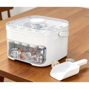 Manual press-type double-layer large-capacity ice tray, ice making mold; not suitable for ice making in refrigerators, ideal for high-demand freezer storage and small businesses.