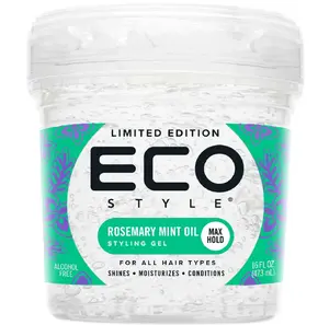 Eco Style Rosemary mint oil Styling Gel - Adds Body and Shine to all Styles - Moisturizes and Maintains Healthy Hair - Strong, Weightless Hold - Ideal for any Hair Type and Color - Leaves No Residue - 16oz