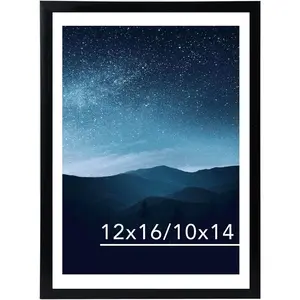 12x16 black picture frame, suitable for 30x40cm diamond painting works, can display 12x16 or 10x14 photos, does not include filler, wall-mounted large diamond painting frame, comes with acrylic glass