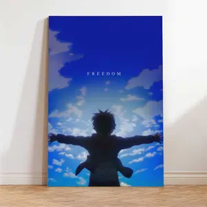 Eren Yeager "Freedom" Quote Poster Attack on Titan Anime Wall Art Motivational Manga Print Aesthetic Decor for Living Bedroom Room Gift for Boy and Girl