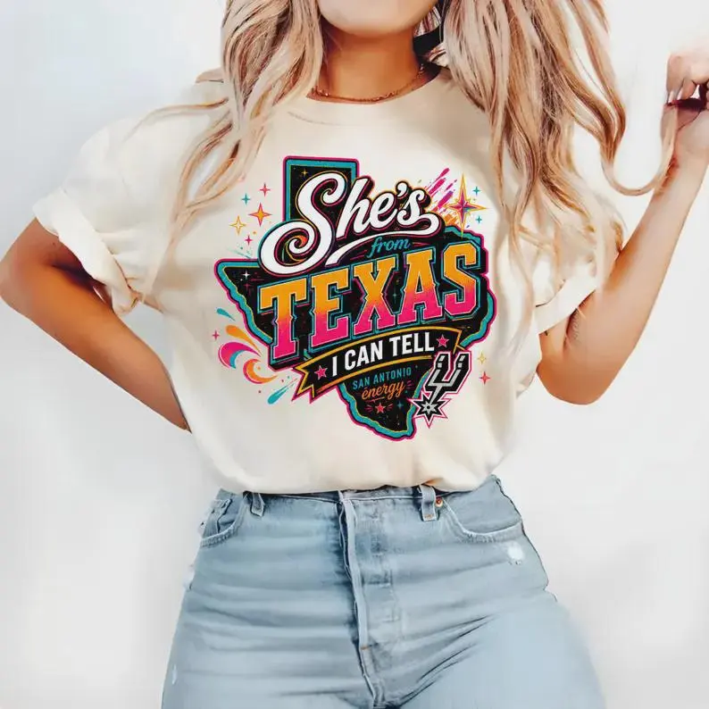 Youth and Adult SA Spurs Basketball Shirt, She's From Texas Spurs Fan