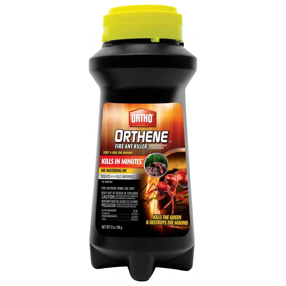 Ortho Orthene Fire Ant Killer Insect Powder, 12oz Easy-Dispense Bottle, Kills Cockroaches, Queen & Destroys Mounds Within 60 Minutes, Fast Remedy for Homeowners, Outdoor Turf & Plants Pest Control