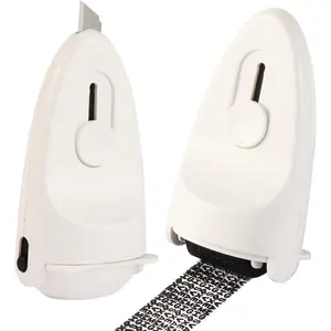 Privacy Protection Roller Security Stamp 2-Pack - Guard Your ID with Adjustable Ink, Built-in Cutter & Flip Cover Design, Compact Security Tool for Document & Mail Privacy (White)