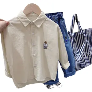 Boys' Corduroy Shirt Jacket, Cute Cartoon Print Long Sleeve Top for Casual Wear, Soft Fall and Spring Shirt for Toddler Boys & Kids