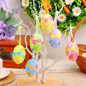 6 pieces of Easter egg decorations, festive home party decorations, cute children's toy egg scene setups, Easter scene decoration props