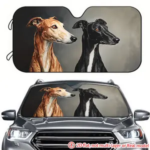 1pc Greyhound portrait car sun visor 2D high-definition printing, car sun visor effectively blocks sunlight, suitable for trucks SUV、 RV front windshield decoration