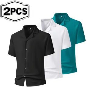 Light Luxury Ice Silk Men's Short Sleeve Shirt Summer Cuban Collar Loose Casual Shirt Non Ironing Wrinkle Resistant Versatile Top