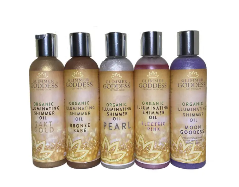 Glimmer Goddess Illuminating Shimmer Body & Face Oils- Organic Radiant Glow & Hydration for Body Care