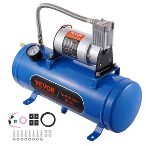 VEVOR 12V Air Compressor with Tank 1.6 Gallon/6 L, TikTokShopBlackFriday, Train Horn Air Compressor, 120 psi Working Pressure Onboard Air Compressor System for Train Air Horns, Inflating Tires, Air Mattresses