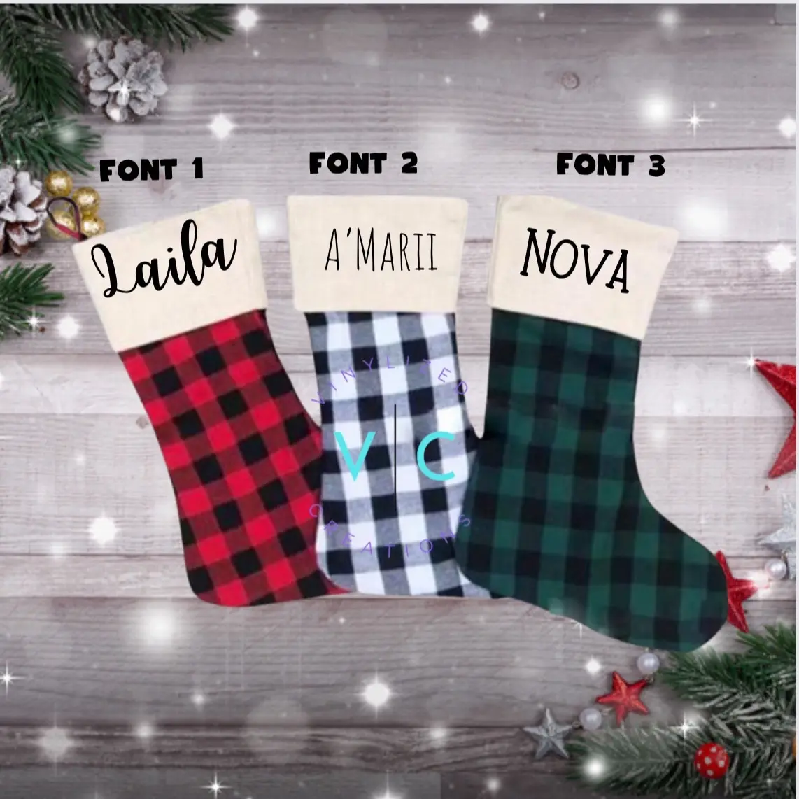 Personalized Plaid Christmas Stockings Chirstams Decoration