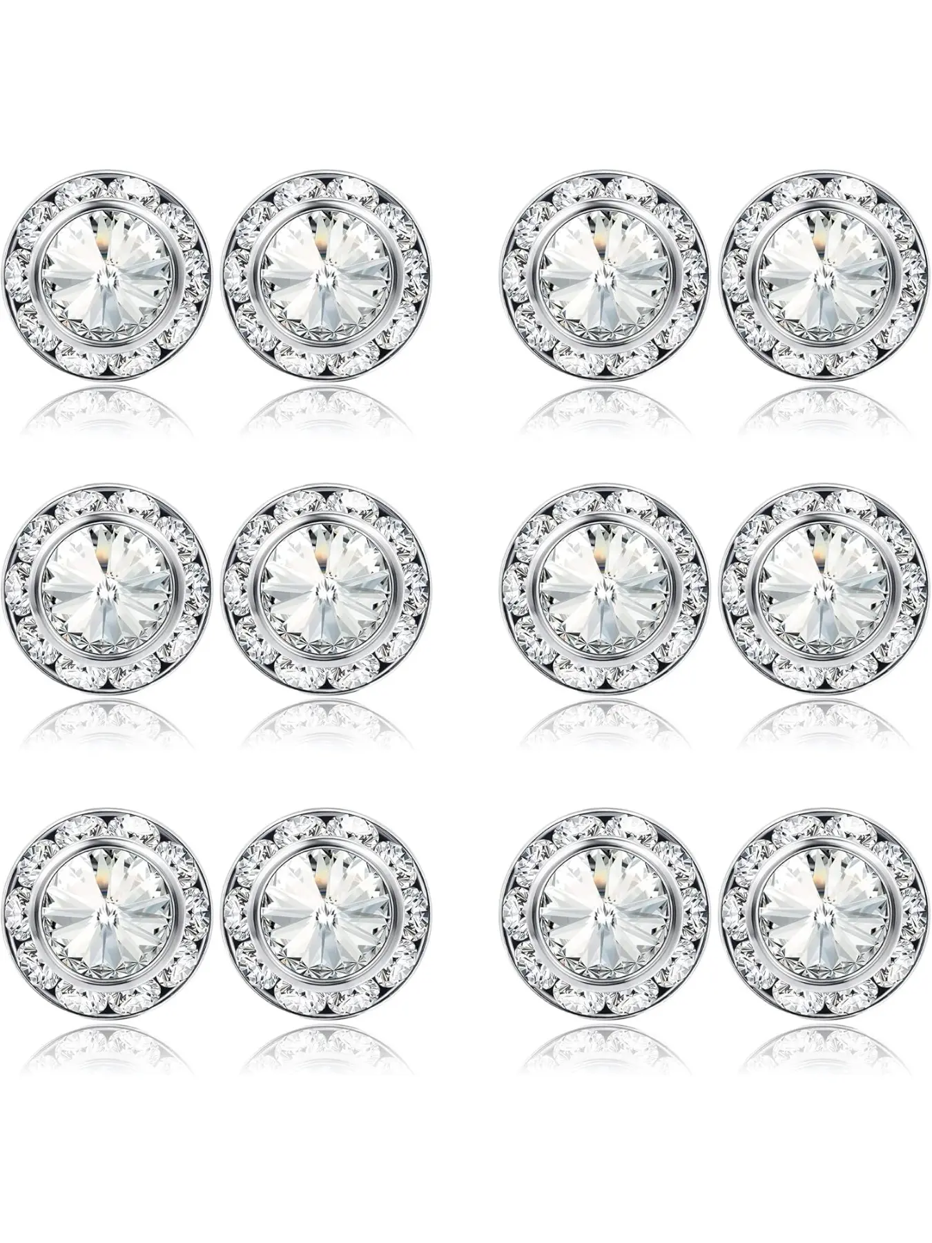 Rhinestone Earrings Round Shaped Acrylic Stone Inside Crystal Halo Stud Earrings for Dance Competitions Stage Opera Performance Wedding Party Earrings Jewelry 15mm Pretty Studs