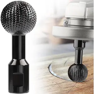 Ball Gouge Angle Grinder Attachment - 360 °     Sphere Rotary Burr for Rapid Wood Carving, Heavy-Duty Steel Spherical Grinding Head with Abrasive Teeth (Bowl, Log & Sculpture Crafting)