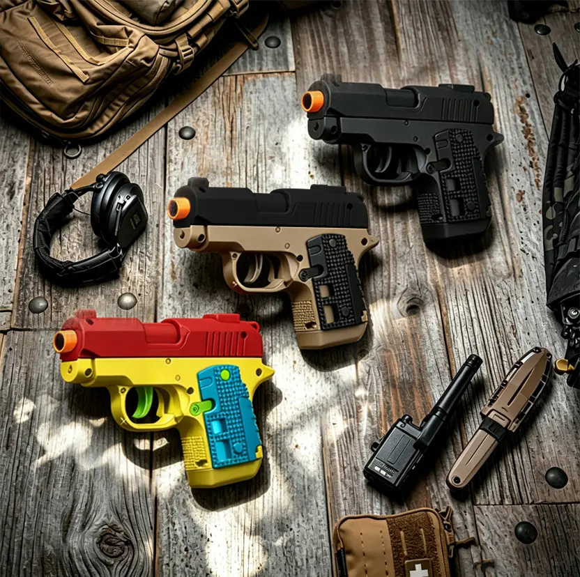 1911 Miniature toy gun, outdoor toy for children, soft dart launcher, made of ABS plastic, with a non-removable orange muzzle—a great holiday gift for kids