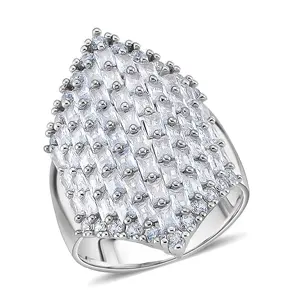 Shop LC Cubic Zirconia Statement Ring in Silvertone Size 7.0