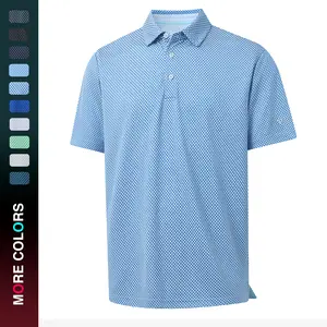 M MAELREG Men's Lightweight Stretch Golf Polo Shirt Quick Dry Breathable Scales Texture Jacquard Performance Top Short Sleeve Menswear