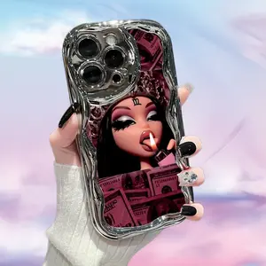 Elegant Luxurious Cartoon Girl Plated Phone Case Aesthetic Full Coverage Anti-Drop Soft TPU Protective Cover Perfect Birthday Holiday Gift For iPhone 17 Air 16 15 14 13 12 11 Pro Max Plus