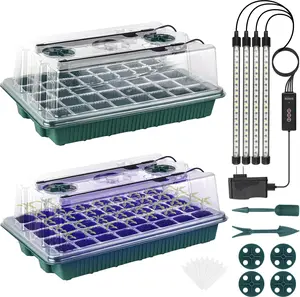 Seed Starter Tray with Grow Light, 80 Cells Seed Starter Kit with Humidity Dome, Adjustable Brightness Plant Starter Trays, (2 Pack)
