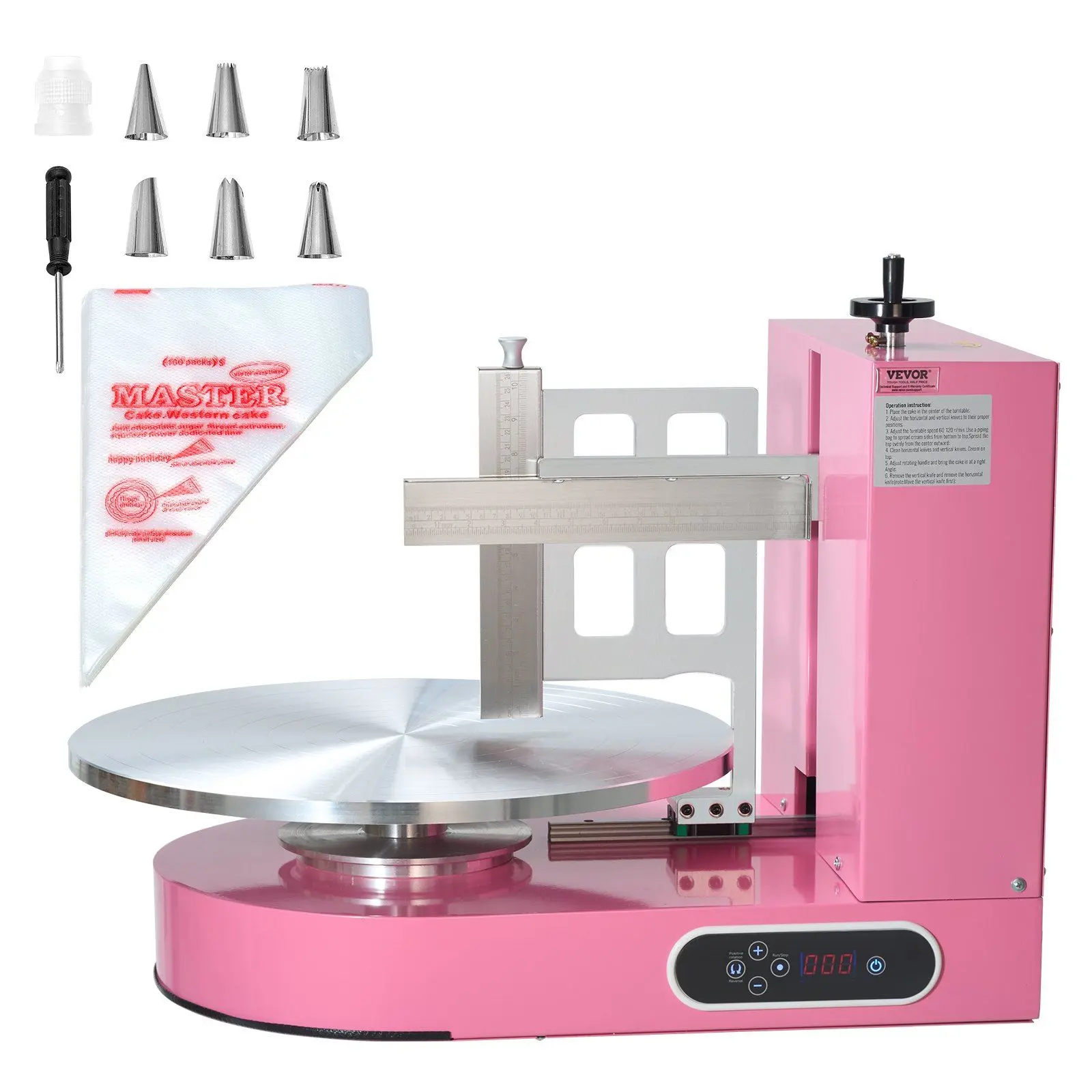 VEVOR Cake Decorating Machine Cake Frosting Spreading for 4" to 16" Cake Pink Bakeware Utensils