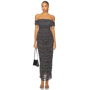 MAJORELLE Thea Maxi Dress in Black Polka Dot