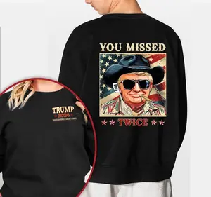 Western Trump Cowboy T-Shirt You Missed Trump Shirt 2 Side Assassination Attempt Trump Tee Trump Presidential Election Stand With Trump 2024, T-Shirt, Sweatshirt, Hoodie, Gift for woman, Gift for man, Gift for fan