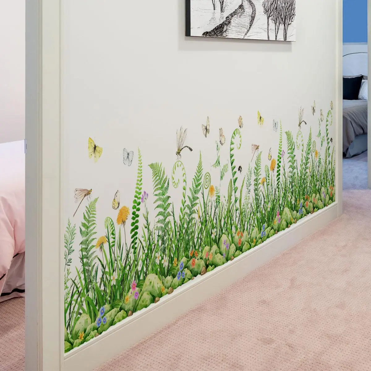 Butterfly & Plant Pattern Wall Sticker, Floral Pattern Sticker, 8 Counts/set Self Adhesive Wall Decal, Wall Art Decorative Sticker, Adhesive Decals, Wall Art Stickers for Home Living Room Bedroom, Bedroom Decorations, Ornaments