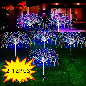 4/6/8/12pcs 200 LEDs Solar Powered Flower Lights - IPX4, 8-Mode Color-Changing, Rechargeable Nickel Battery, Metal Stake, Perfect for Outdoor Yard Patio Garden Pathway Courtyard Villa Decorations, Thanksgiving And Halloween Lighting.