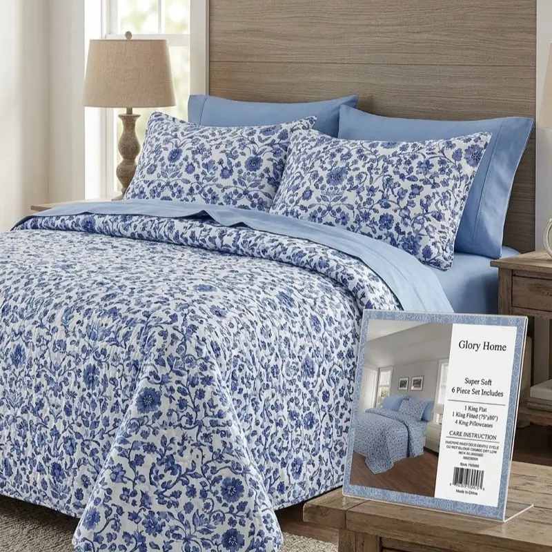 6-Pcs Bed Sheet King Size,78’’x80’’ 4 King pillowcases