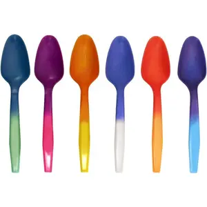 Color Changing Reusable Mood Spoon, Set of 24, Assorted Colors, BPA Free, reacts to cold food temperatures and changes color - perfect for ice cream - MADE IN USA