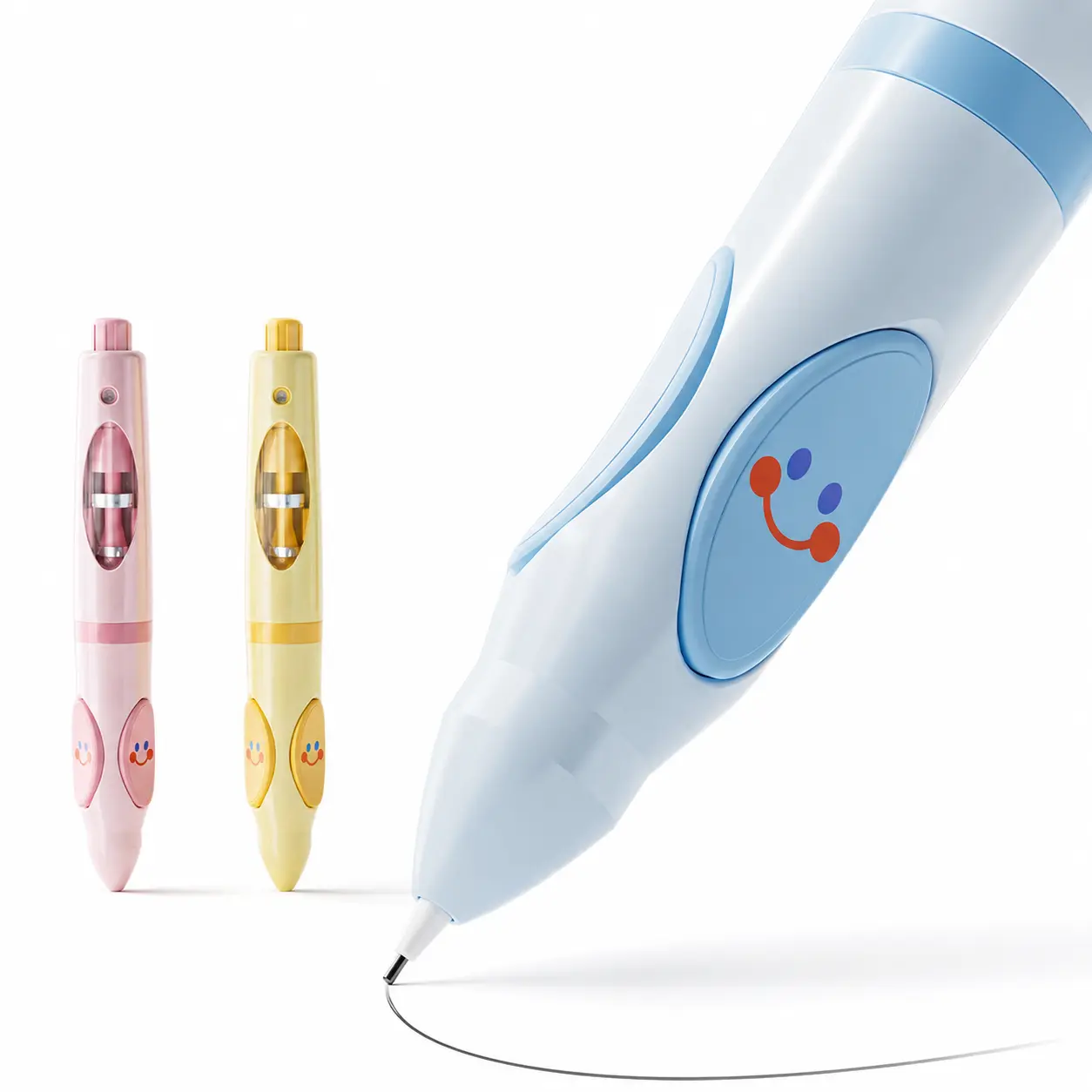 Write Right Learning,back to school shopping 2026 2027 Pencil Kids Handwriting Gripper,Posture-Correcting Pen with Automatic Refill, Posture Correction Training Writing, 12 Replacement Refillers Cheerful Colors chalk fun desk supplies pencil