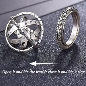 2026 Newest Transformable Ring, Men's Necklace, Tidal Astronomical Sphere Pendant, Couple Rings, Single Necklace Ring