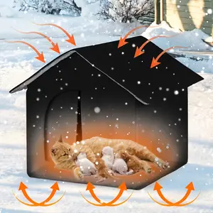 Outdoor cat houses that are warm and enclosed in winter, designed to protect stray cats from the cold, weatherproof and warm, with removable curtains, suitable for stray cat shelters (large cat houses).