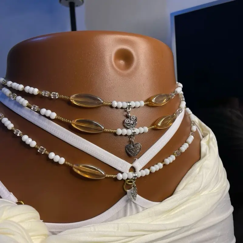Waist Beads for Women, Adjustable Elastic Handmade Beaded Waist Chain for Daily Wear