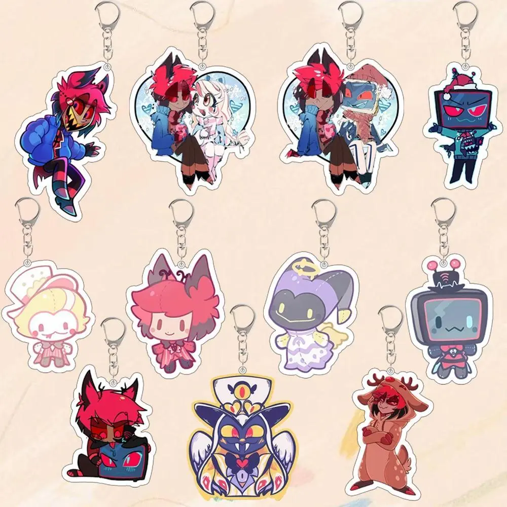Anime Peripherals Acrylic Keychain - Vox, Alastor, Lucifer, Charlie Morningstar, Vaggie Cute Backpack Pendant Gift for Anime Fans
