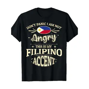 Men'S & Women'S Filipino Pride T-Shirt - "Don't Panic I'm Filipino" Slogan & Tagalog Accent Design with Philippine Flag Colors, Comfortable Crew Neck Short Sleeve Casual Streetwear, Unisex Adult Sizes S-XXL, Filipino Heritage Gift for Pinoy (Multipl