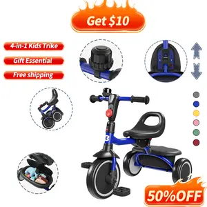 Besrey 3-in-1 Kids Trike - Portable, Indoor/Outdoor Bike with Adjustable Seat, Foldable Design, Storage Bag, Parent Mode Silence Wheel & Baby Balance Folding Scooter