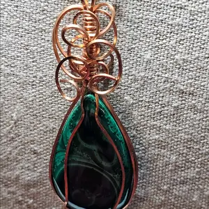 Wire Wrapped Large Malachite--=%2=- Pendant=%2=-- & Chain Necklace 22--=%2=- crystal=%2=----=%2=- pendant=%2=-- crystal pendant