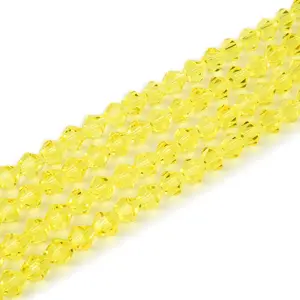 200pcs Creative Club Faceted Bicone Crystal Glass Beads, Light Topaz Yellow, 8mm (0.31 Inch), Hole ID 1.1mm, CCB809