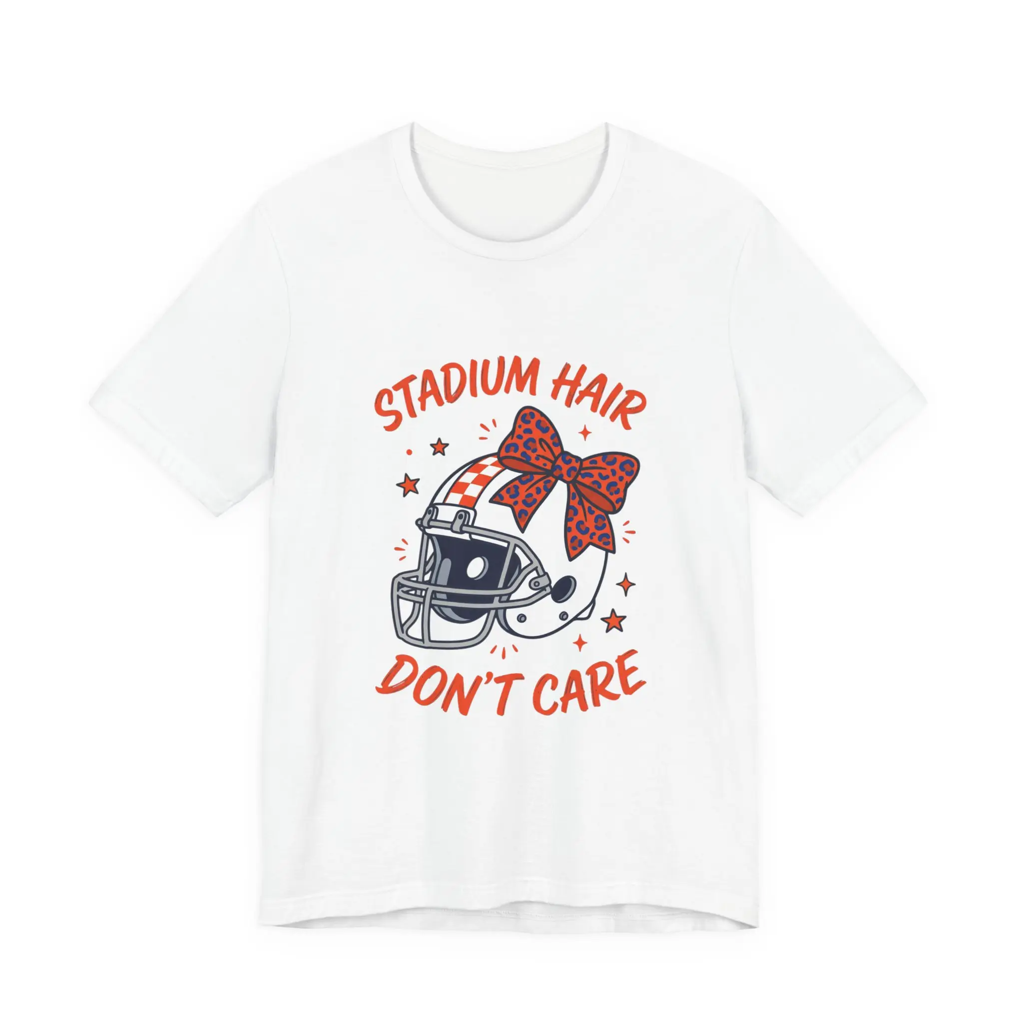 Stadium Hair Don't Care Tee | Football Season Helmet Bow, Tailgate Shirt