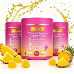 Her Juicy Chemical-Free Feminine Balance Probiotics Gummies – Soft Gentle Blend Slippery Elm, Natural Prebiotics & Live Lactobacillus for Women’s Healthy pH & Sensitive Intimate Dryness, Hawaiian Pineapple 60 Pieces