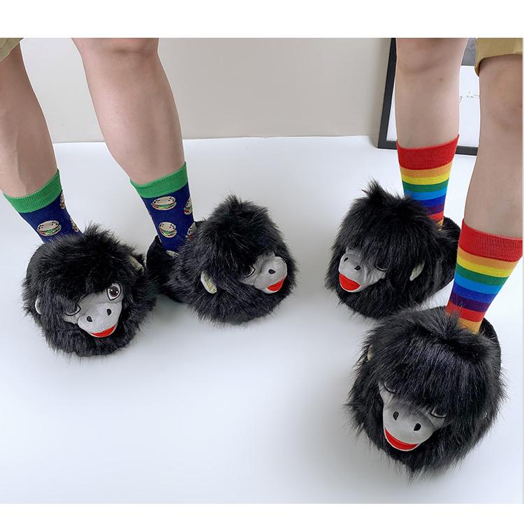 Yetbake Orangutan Winter Warm Plush Floor Lazy Shoes Men Women Unisex Indoor  Christmas Boots Anti-Slip Cotton Sneakers Lovers' House Slippers