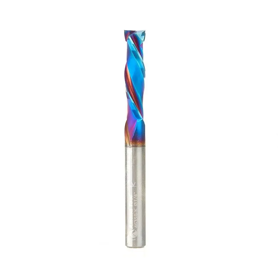 Amana Tool 46350-K CNC SC Spektra Extreme Tool Life Coated Mortise Compression Spiral 1/4 D x 1 CH 1/4 SHK 2-1/2 Inch Long 2 Flute Router Bit