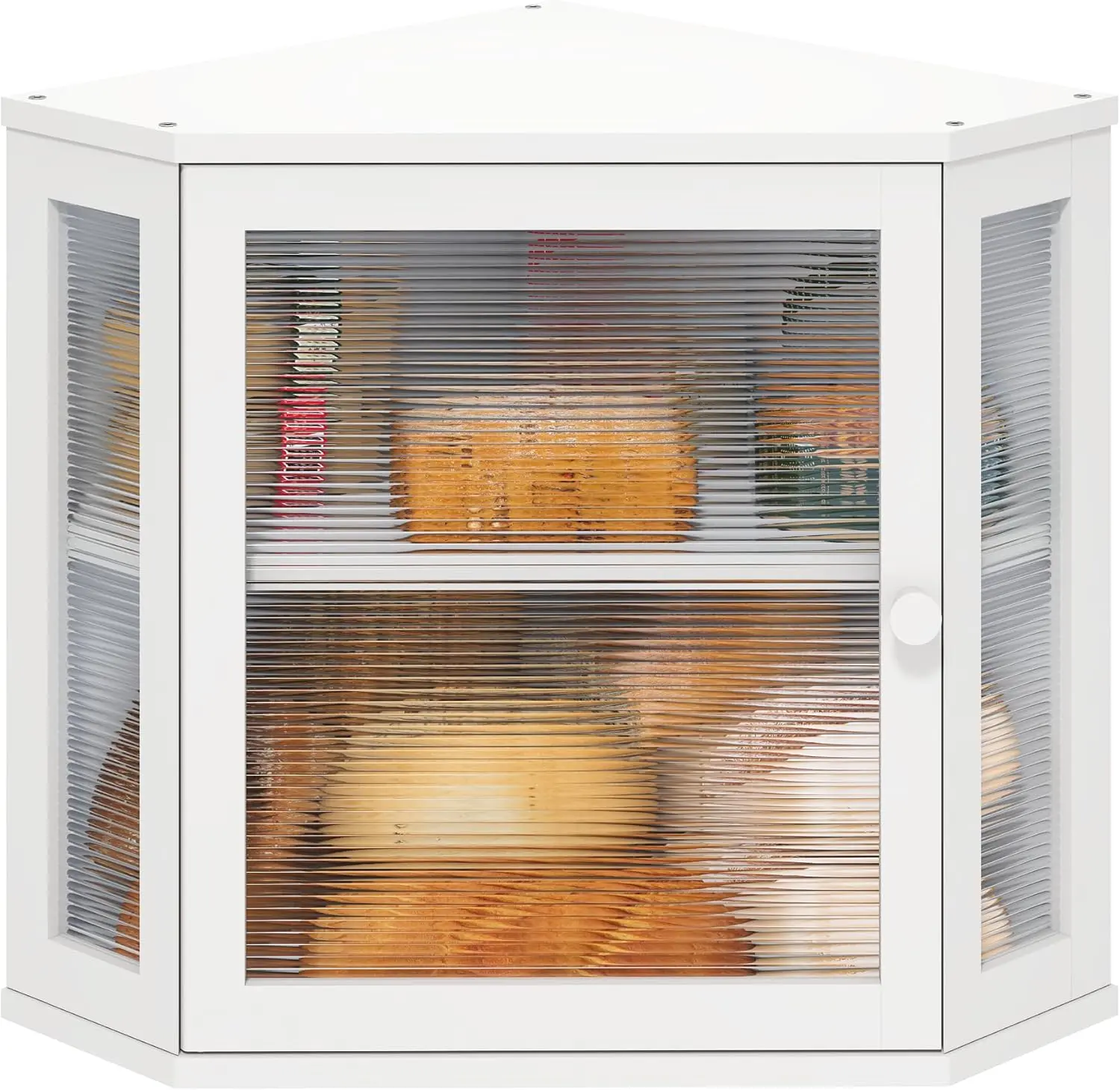 White Bread Box - Large-Capacity Double-Layer Kitchen Bread Bin with Double-Wave Acrylic Doors, Space-Saving for Kitchen Counter Corners, Ideal for Food Storage