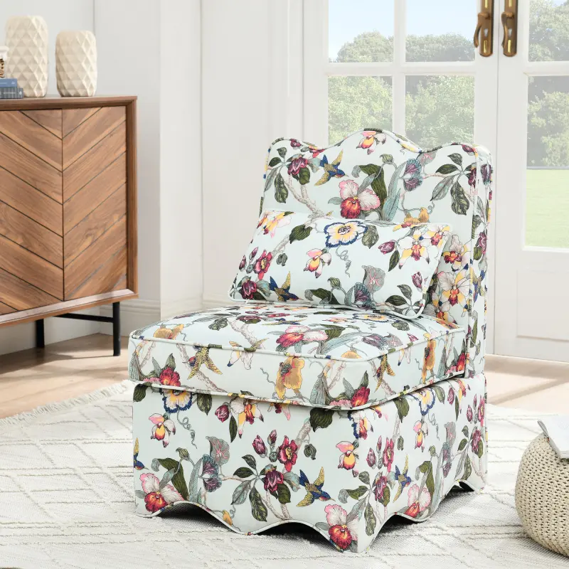 Red Armless Flannel Dining Chair - 25"x26"x35" Clean Design Comfy Dining Room Furniture with Soft Seat Cushion, Backrest, Matching Pillow for Waist Support, Suitable for Living Room, Dining Chairs, Assembly Required