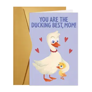 1pc Duck Mother'S Day Greeting Card | Unique Creative Gift for Best Mom, Grandma, Nanny, Cute Animal, Party Decoration, Positive Custom Message Card, Paper Material