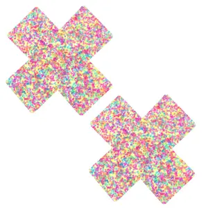 Sprankles Neon Multicolor Pastel Glitter Blacklight X Factor Nipple Cover Pasties
