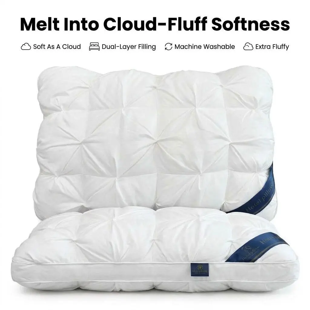 【Grand Opening Special】Havnna Extra-Fluffy Sleeping Pillow Insert - Breathable Material Pillow Insert, Cloud-Like Soft, Non-Flat Neck-Cradling Support, Machine Washable Option for Side & Back Sleepers, Breathable Material Pillow Inserts