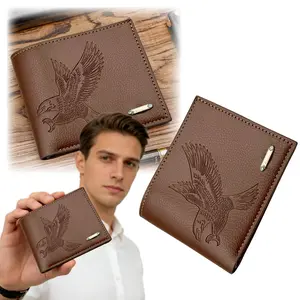 Men's Vintage Eagle-Embossed Short Wallet, Business Multi-Card Slot Wallet, Casual Trendy Wallet for Work & Daily Use, Durable Bifold Wallet