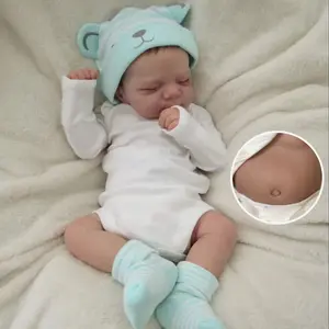 Rebornbabydoll 18 inch Full Body Vinyl Girl Doll Hand Painted Realistic Newborn Doll with Closed Eyes & White Outfit Gift for Ages 3+